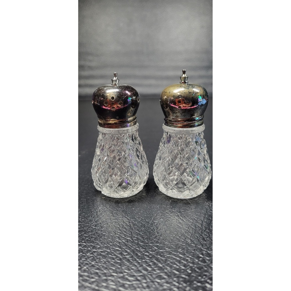 Vintage 1940's Cut Crystal 3" Tall Salt & Pepper Shakers Made In Japan